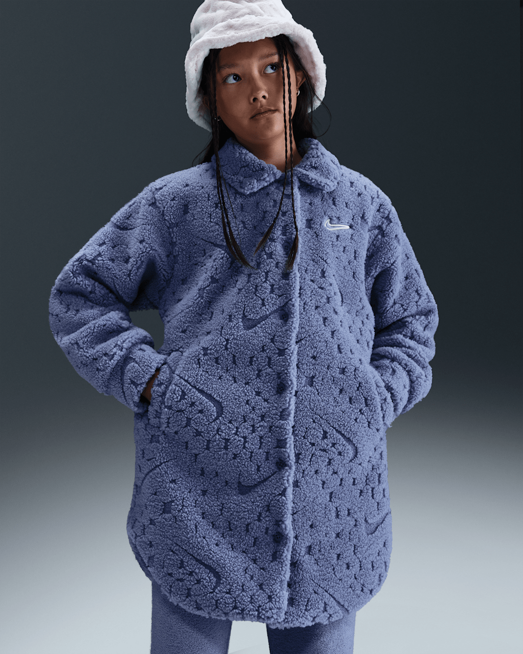 Chamarra para niñas talla grande Nike Sportswear - Índigo mundial/Blanco