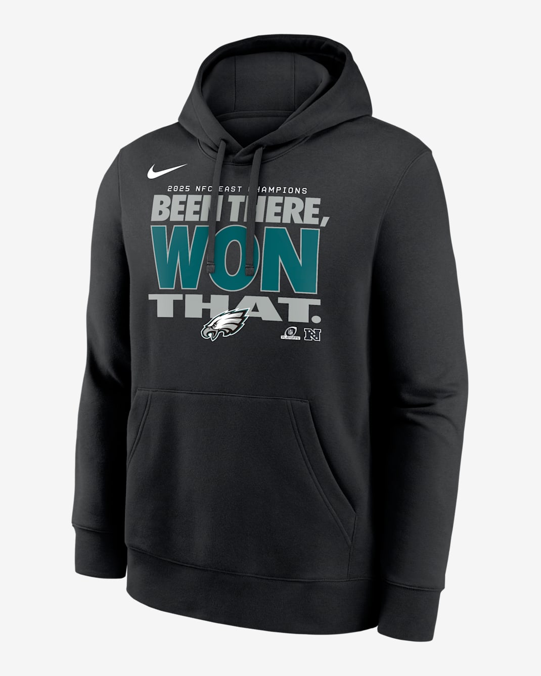 Philadelphia Eagles 2025 NFC East Champions Trophy Men's Nike NFL Pullover Hoodie - Black