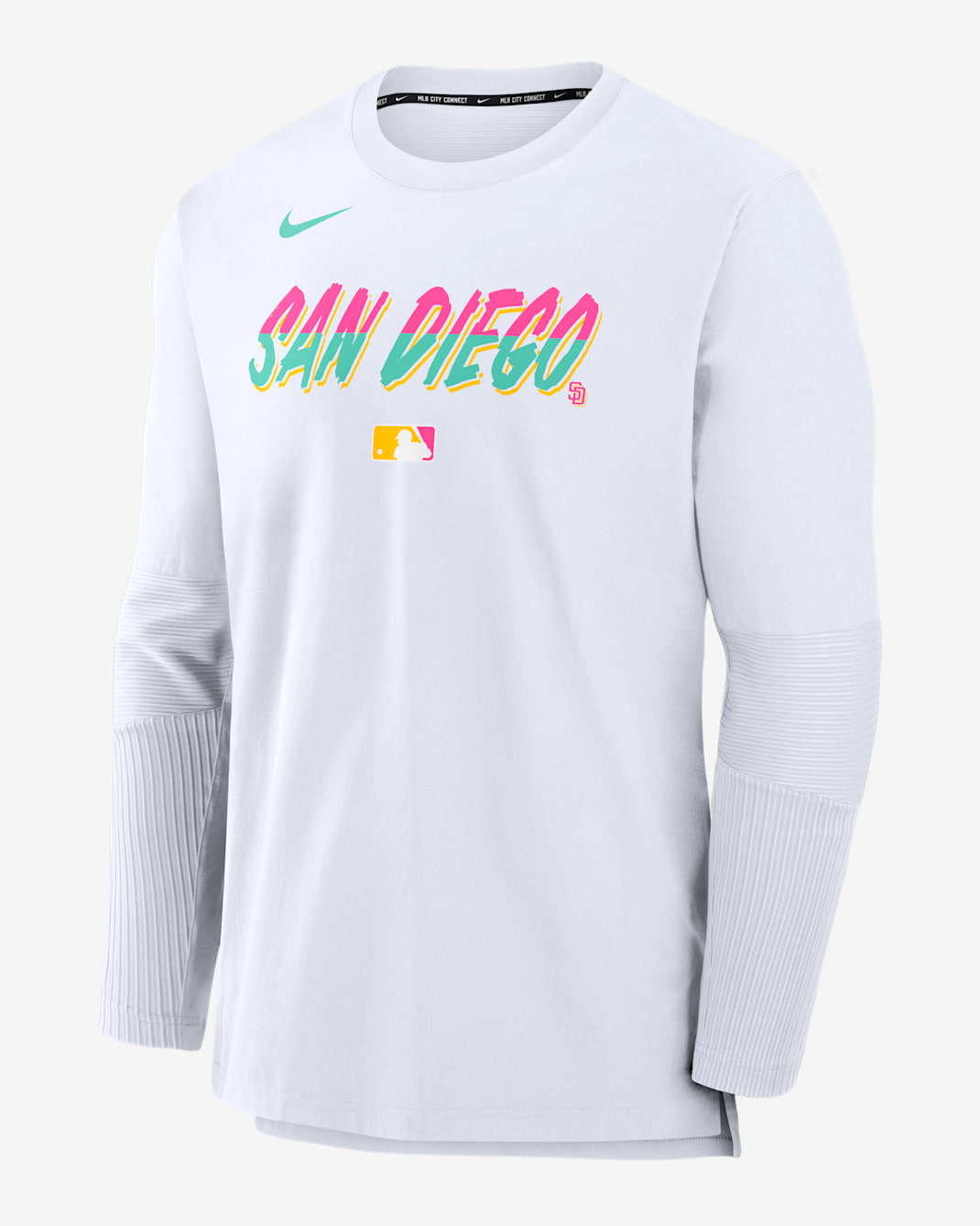 Chamarra sin cierre Nike Dri-FIT de la MLB para hombre San Diego Padres Authentic Collection City Connect Player - Blanco