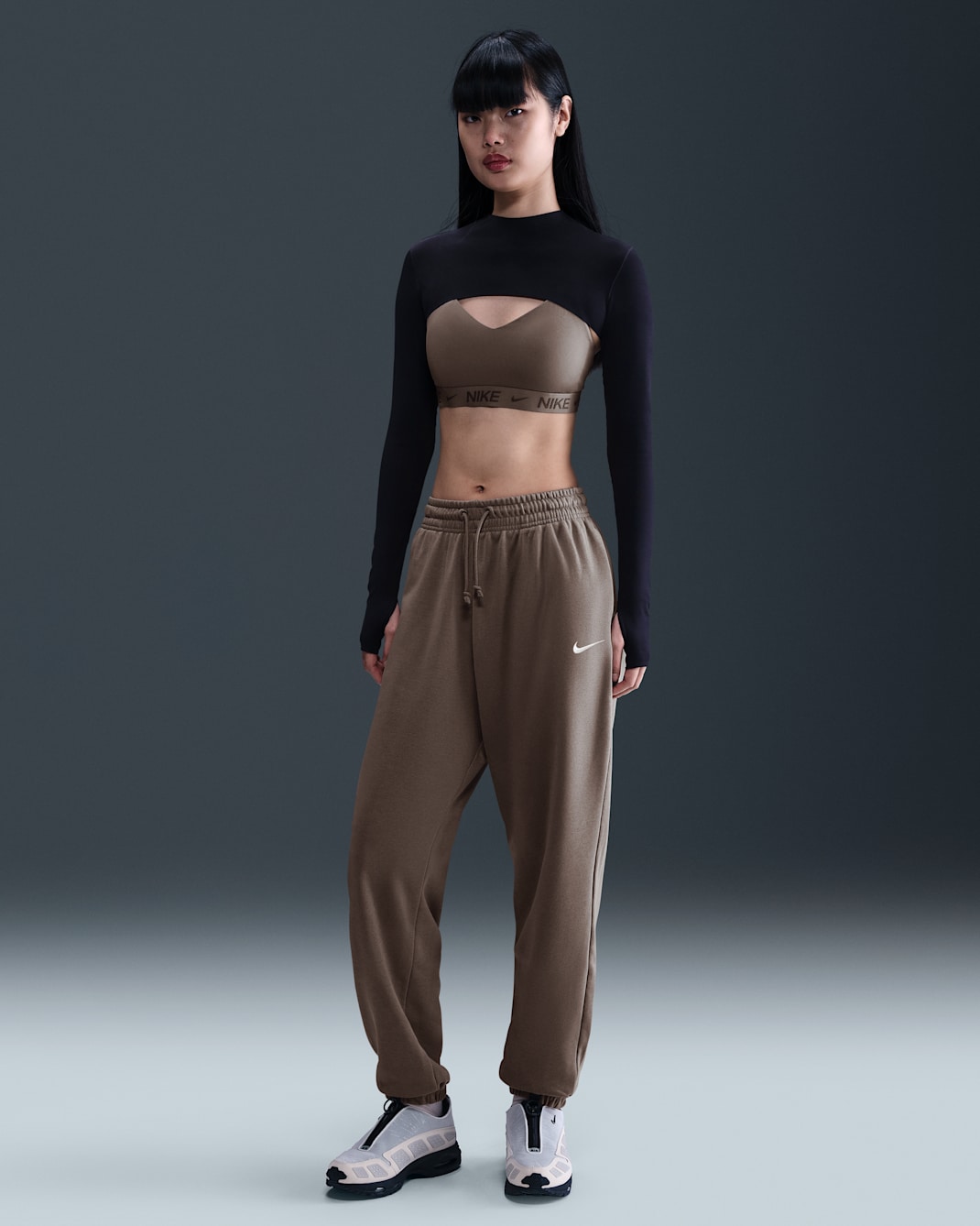 Pants de entrenamiento de French Terry oversized de tiro alto para mujer Nike Sportswear Phoenix Fleece - Marrón visón/Vela