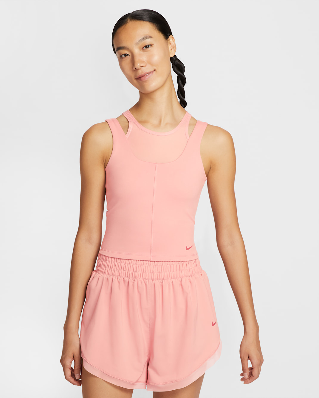 Nike One Fitted Women's Dri-FIT Cropped Tank Top - Rust Pink/Canyon Rust