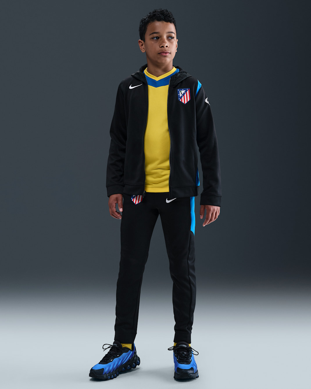 Fotbollstracksuit Atlético Madrid (tredjeställ) Nike Total 90 i vävt material för ungdom - Svart/Photo Blue/Vit
