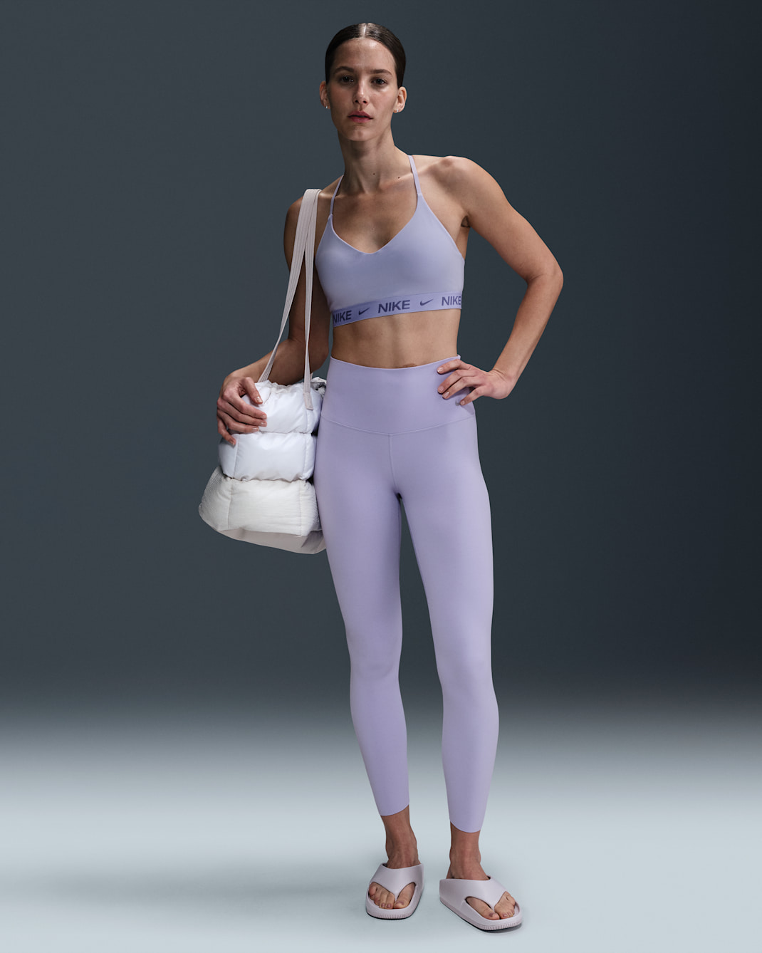 Leggings a 7/8 a vita alta Nike Zenvy – Donna - Lilac Ice/Nero