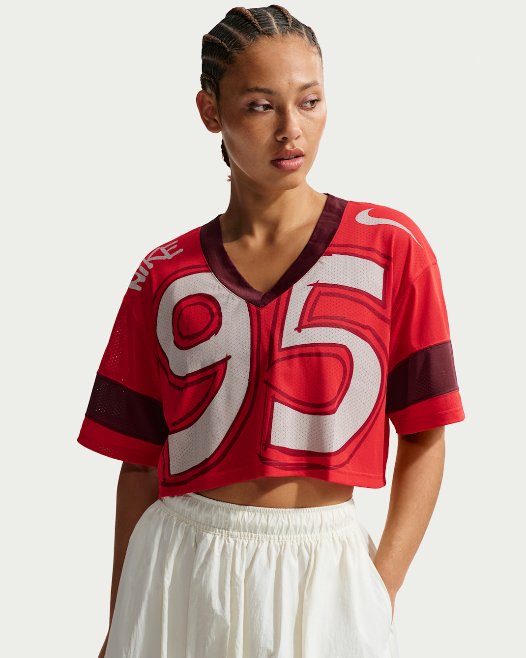 Nike Sportswear Women's Oversized Cropped Jersey - University Red/Team Red/Chalk