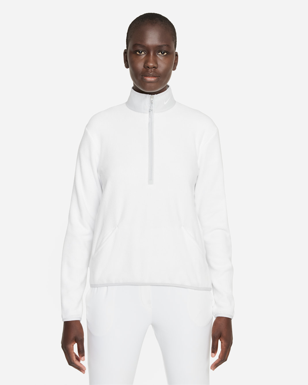 Parte superior de golf de medio cierre y manga larga para mujer Nike Therma-FIT Victory - Blanco/Polvo fotón/Blanco