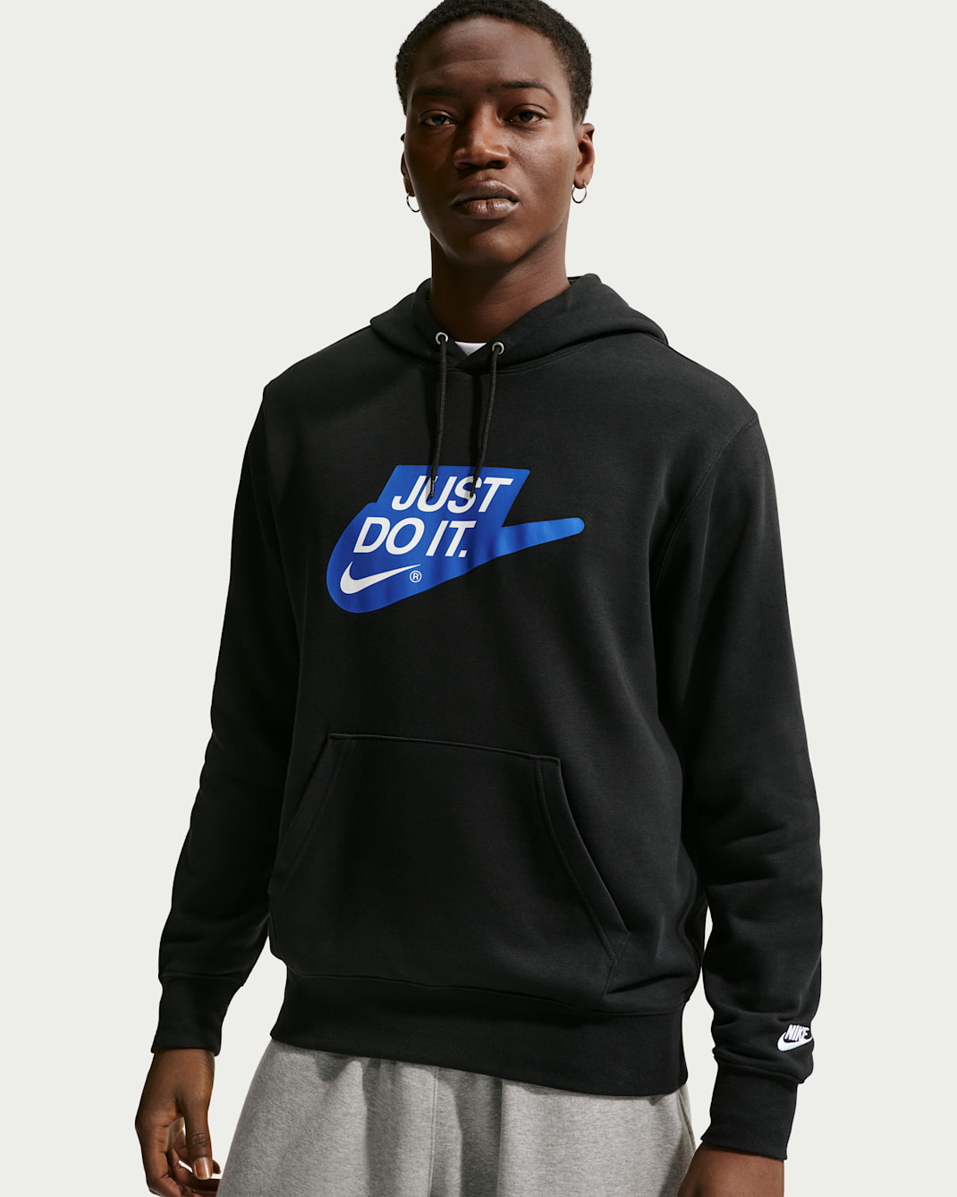 Sudadera con gorro sin cierre de French Terry para hombre Nike Sportswear Club - Negro/Negro/Blanco