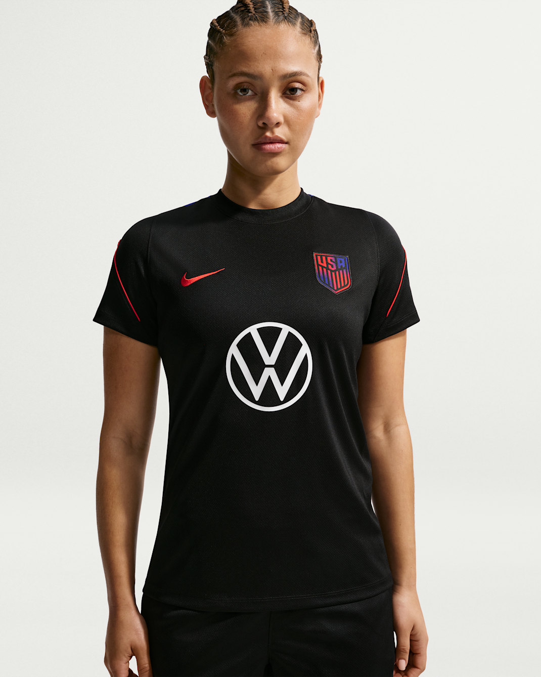 USMNT Strike Women's Nike Soccer Dri-FIT Short-Sleeve Top - Black/Black/Deep Royal Blue/Challenge Red