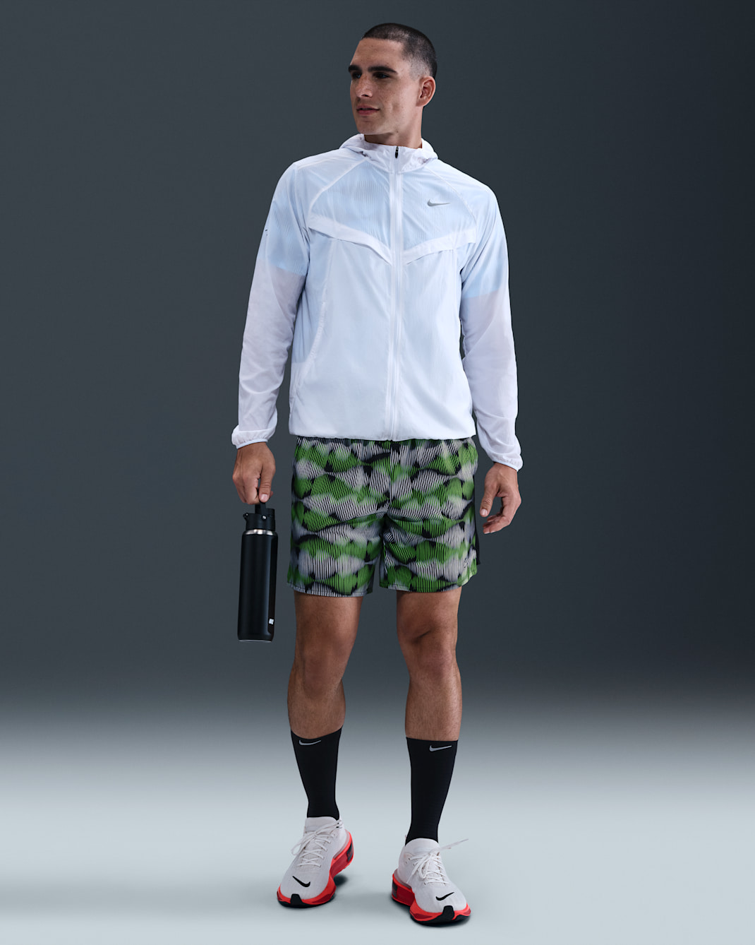 Nike Challenger Men's 18cm (approx.) Brief-Lined Running Shorts - Black/Green Strike/White/Metallic Silver