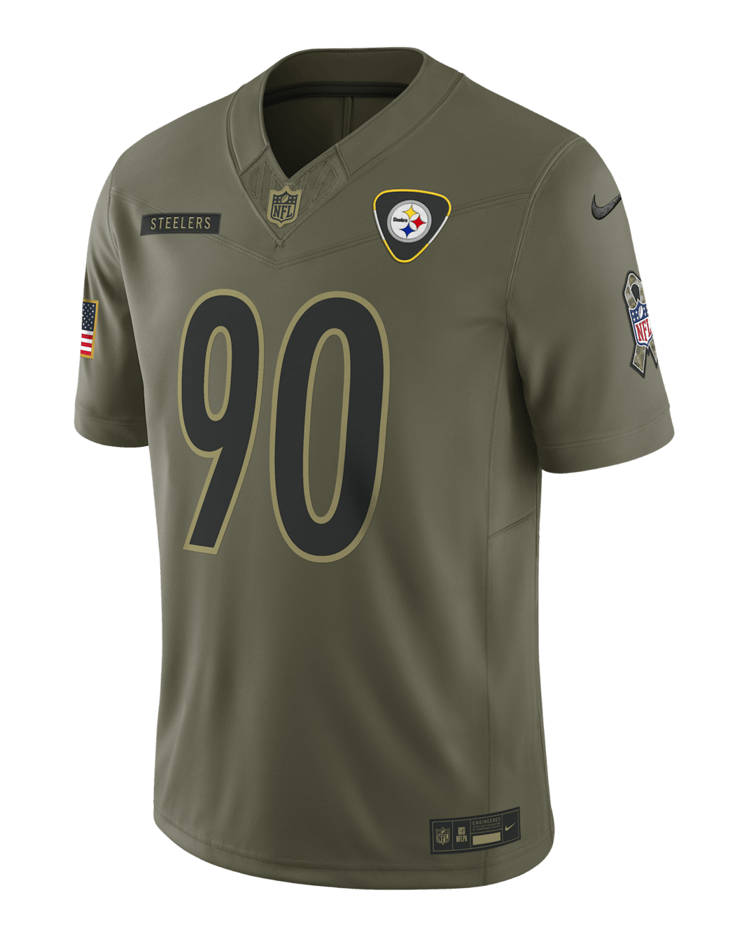 T.J. Watt Pittsburgh Steelers Salute to Service Men's Nike Dri-FIT NFL Limited Jersey - Olive