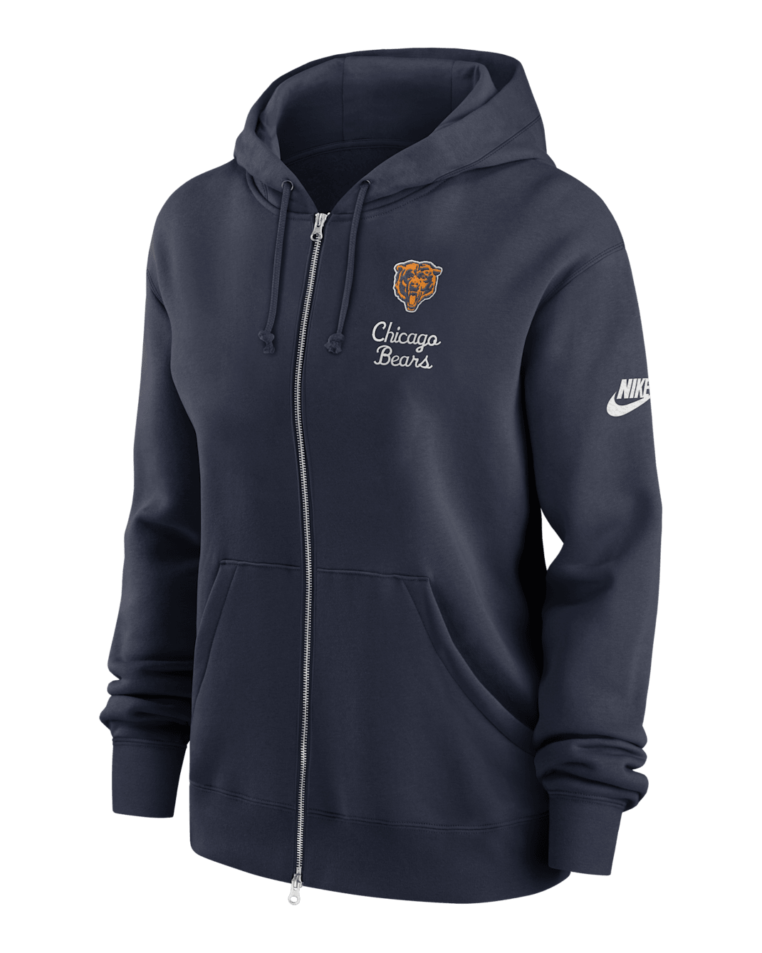 Sudadera con gorro Nike de la NFL de cierre completo para mujer Chicago Bears Phoenix Rewind - Azul marino