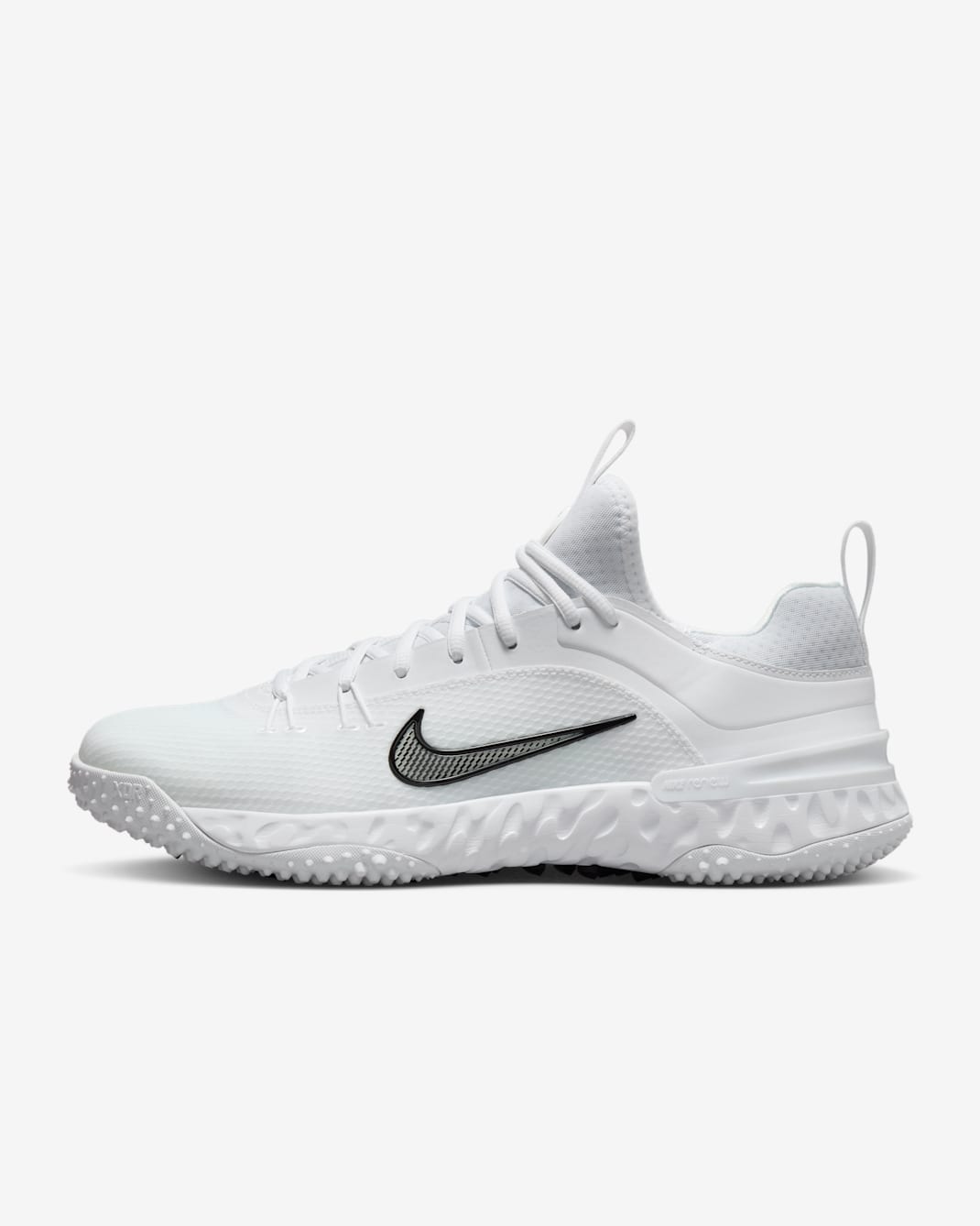 Nike Huarache 9 Elite TF LAX Lacrosse Shoes - White/White/Black