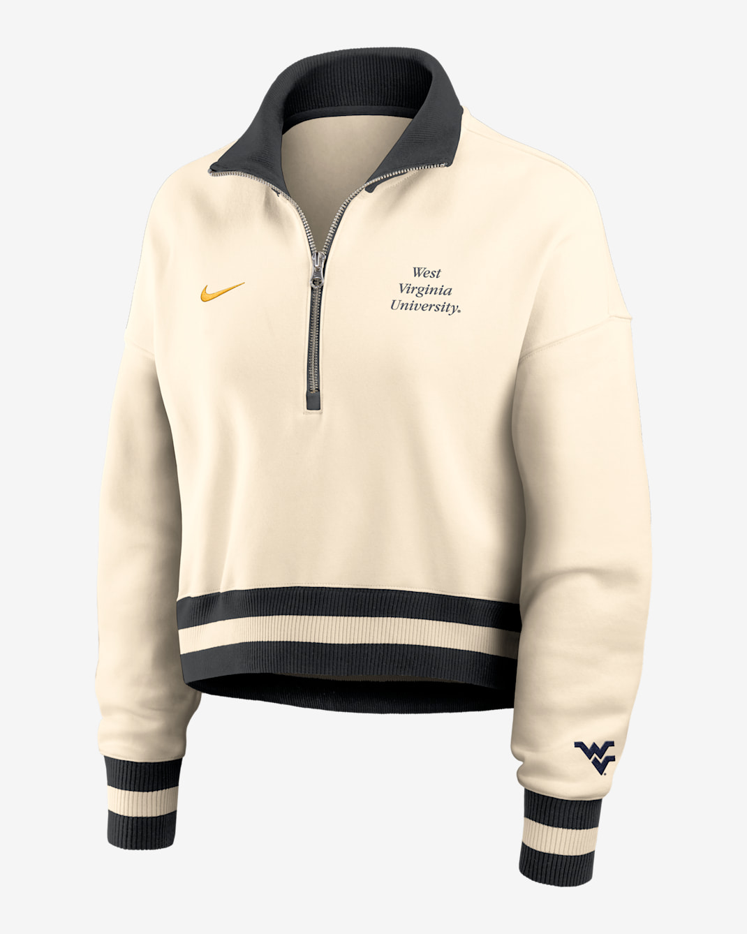 West Virginia Legacy Women's Nike College Cropped 1/4-Zip Crew - Tan/Beige