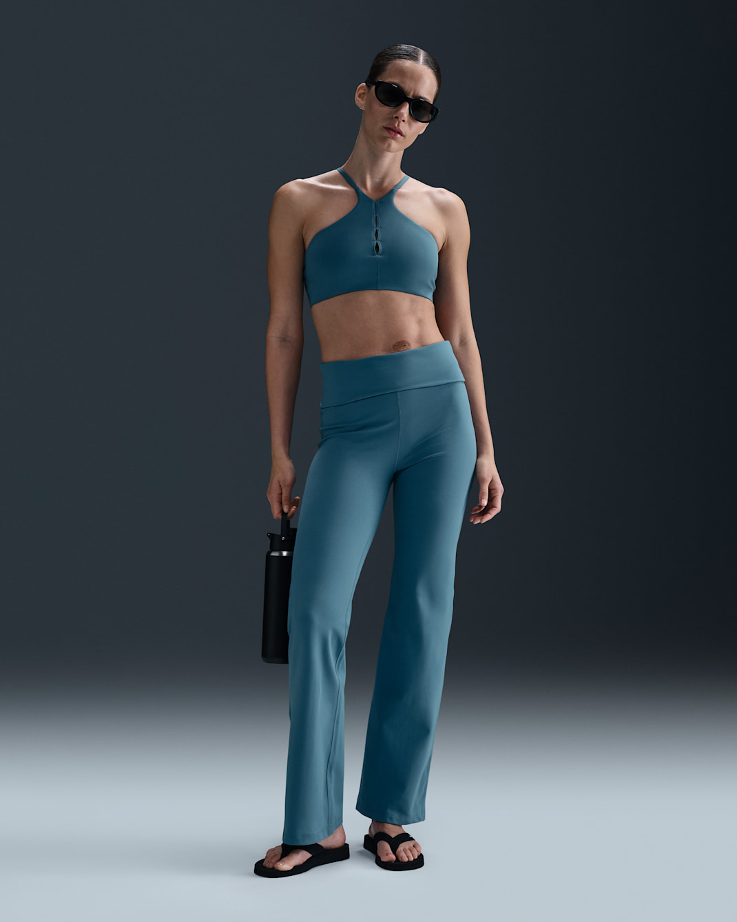 Pants Dri-FIT de tiro alto plegables para mujer Nike One - Azul humeante/Negro