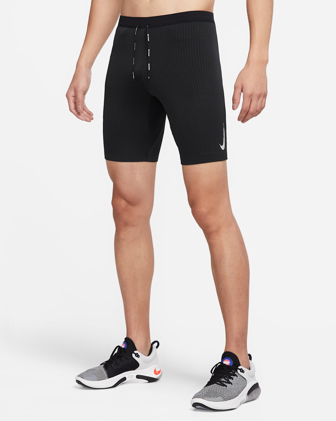 Nike Dri-FIT ADV AeroSwift Men's 1/2-Length Racing Tights - Black/Black/Black/White