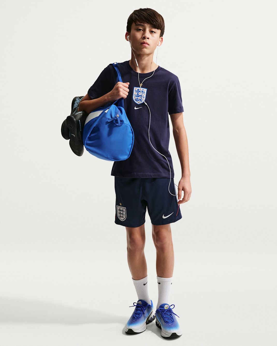 England Strike Older Kids' Nike Dri-FIT Football Knit Shorts - Obsidian/Speed Red/Work Blue/White