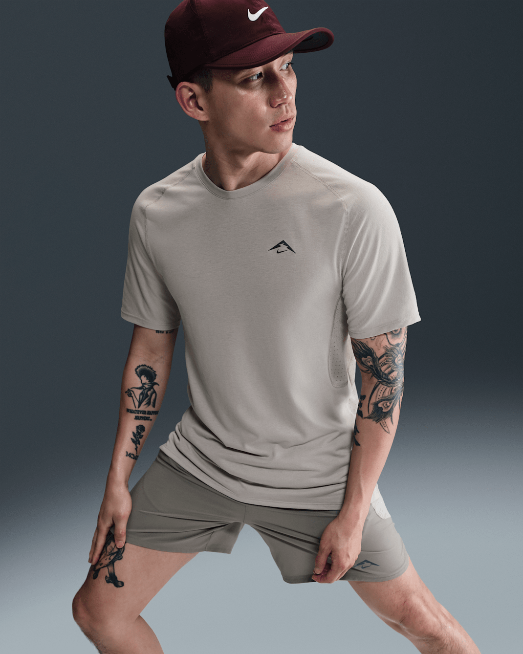 เสื้อวิ่งแขนสั้นผู้ชาย Dri-FIT ADV Nike Solar Chase - College Grey/ดำ