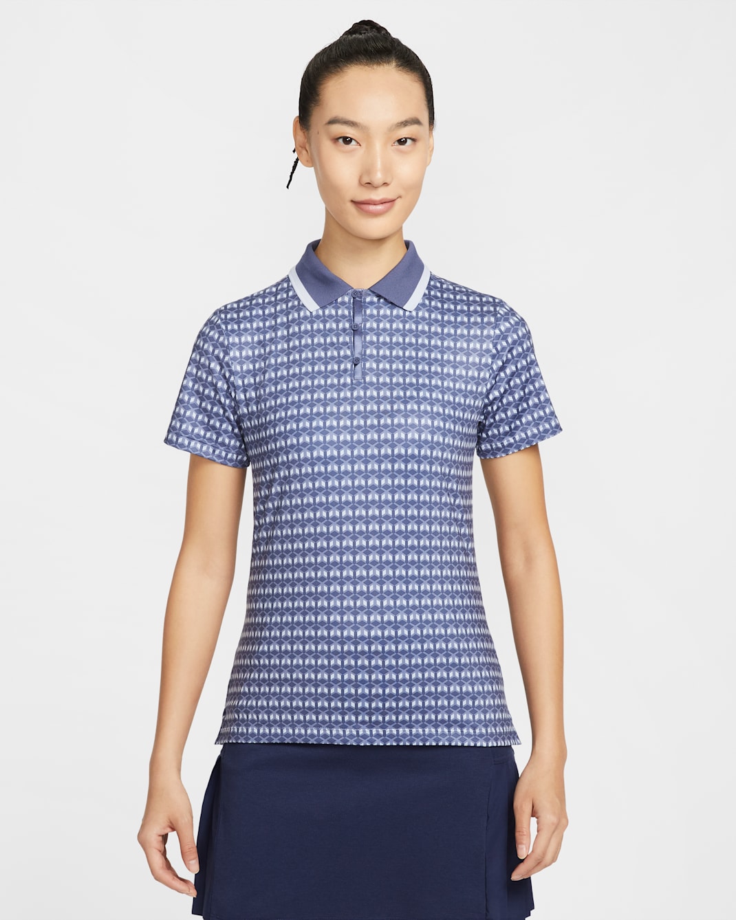 나이키 투어 여성 드라이 핏 반팔 프린트 골프 폴로 - 샌디드 퍼플/화이트