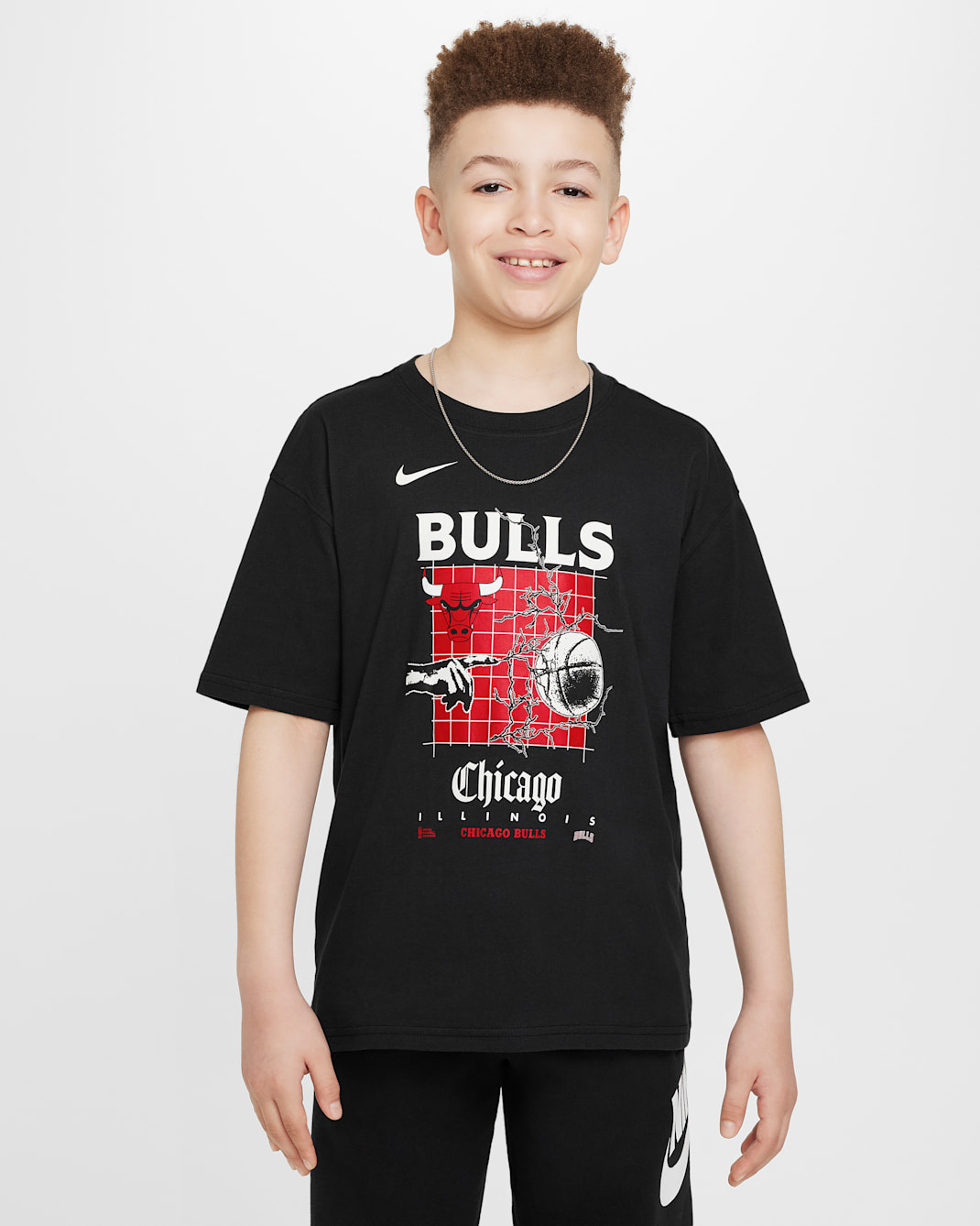 T-shirt Nike NBA Max90 Chicago Bulls Courtside pour ado (garçon) - Noir