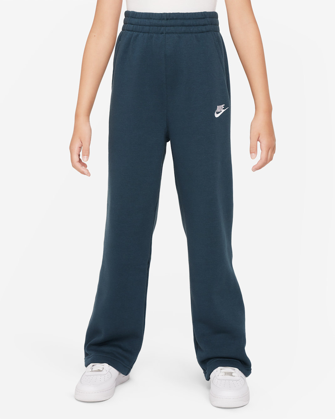 Nike Sportswear Club Fleece Big Kids' (Girls') Wide-Leg Pants - Deep Jungle/Deep Jungle/White