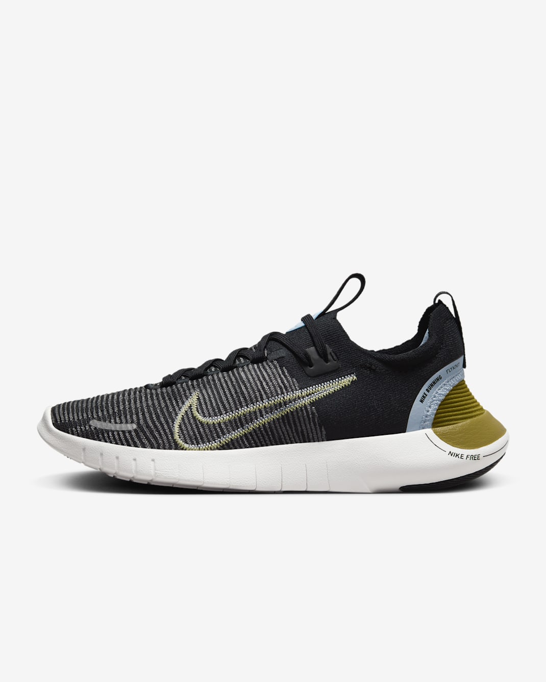 Nike Free RN NN Women's Road Running Shoes - Black/Iron Grey/Light Armoury Blue/Soft Yellow