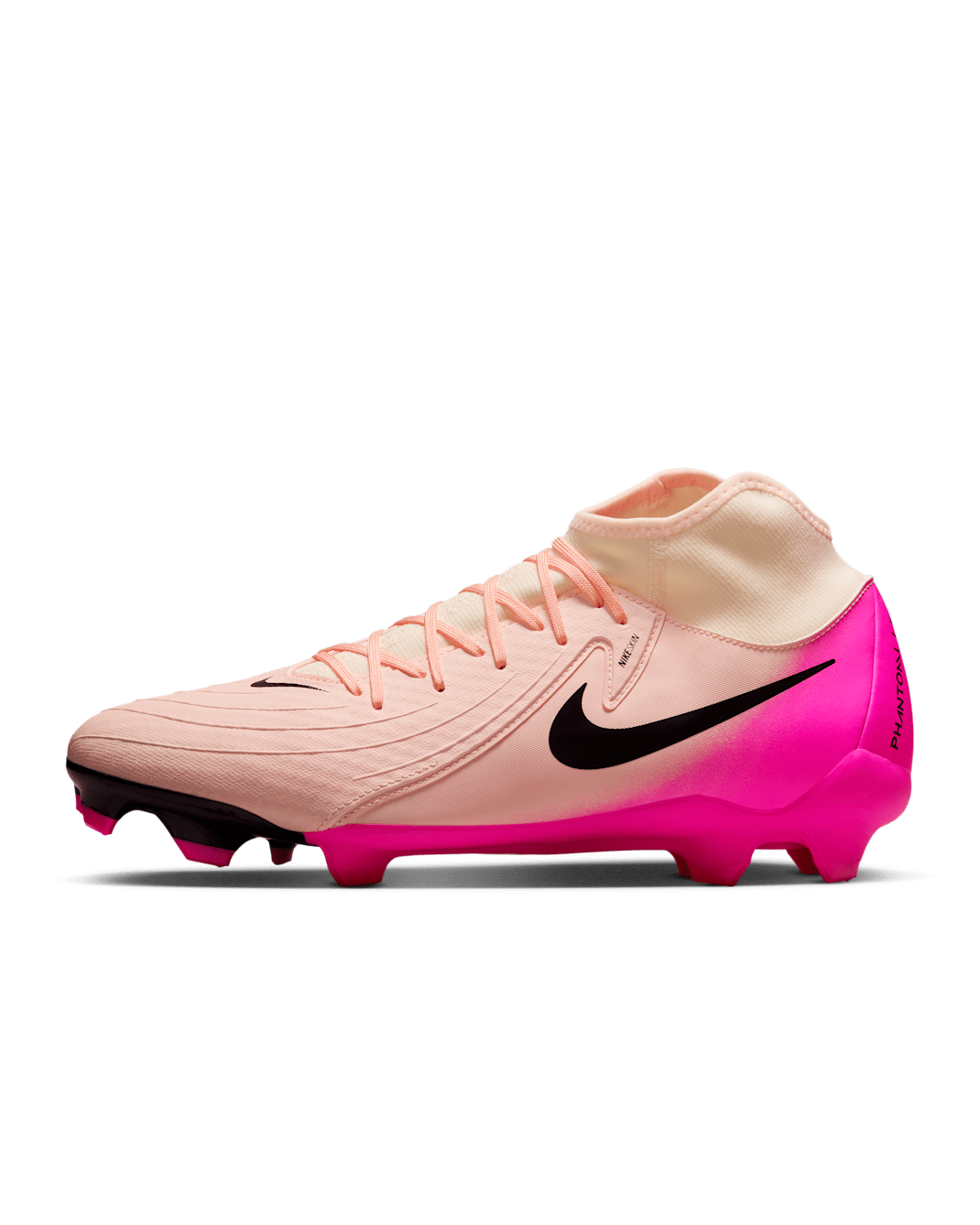 Tacos de fútbol para terrenos múltiples de corte high Nike Phantom Luna 2 Academy - Tinte carmesí/Avalancha rosa/Negro