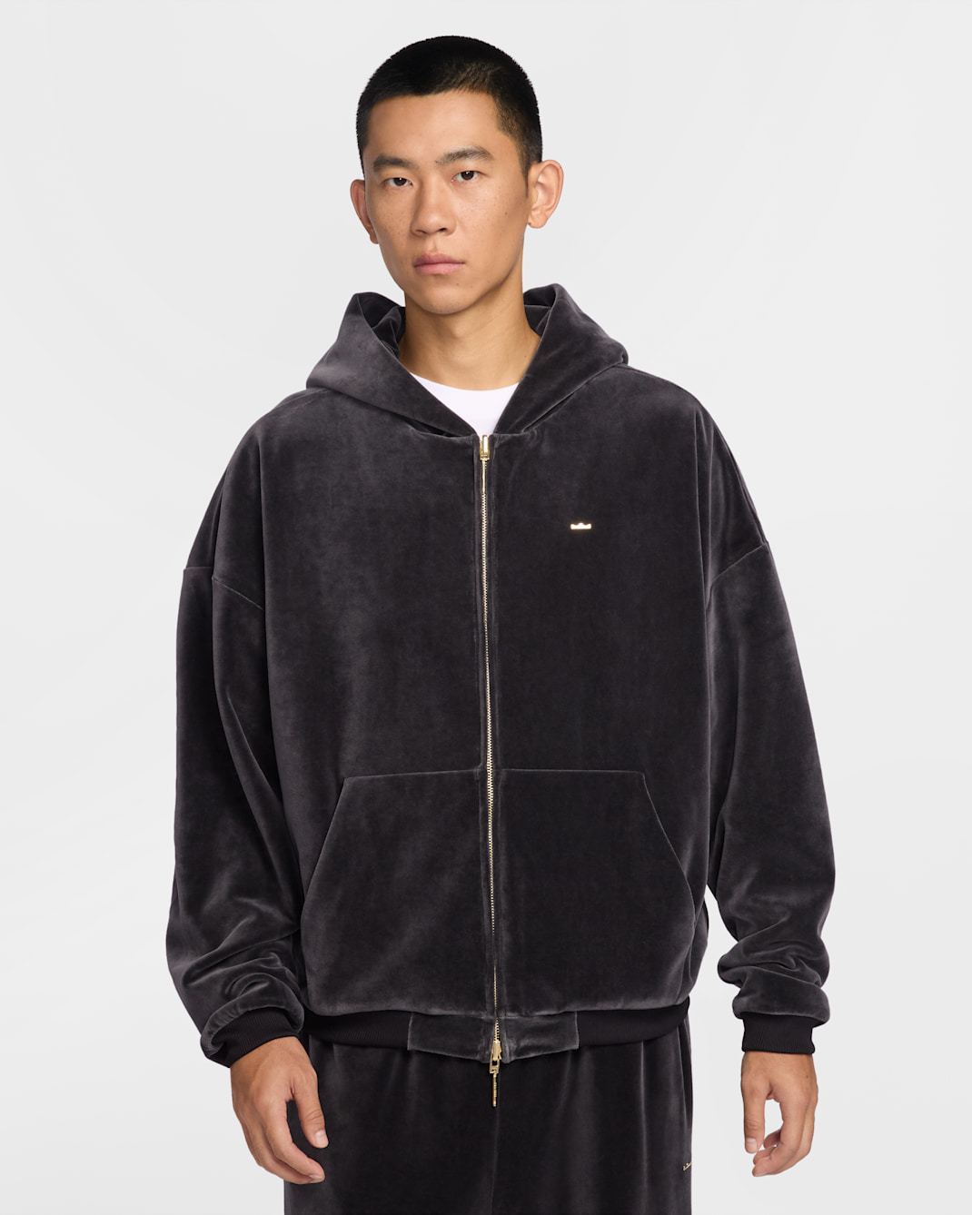 르브론 남성 벨루어 풀집 농구 후디 - 블랙