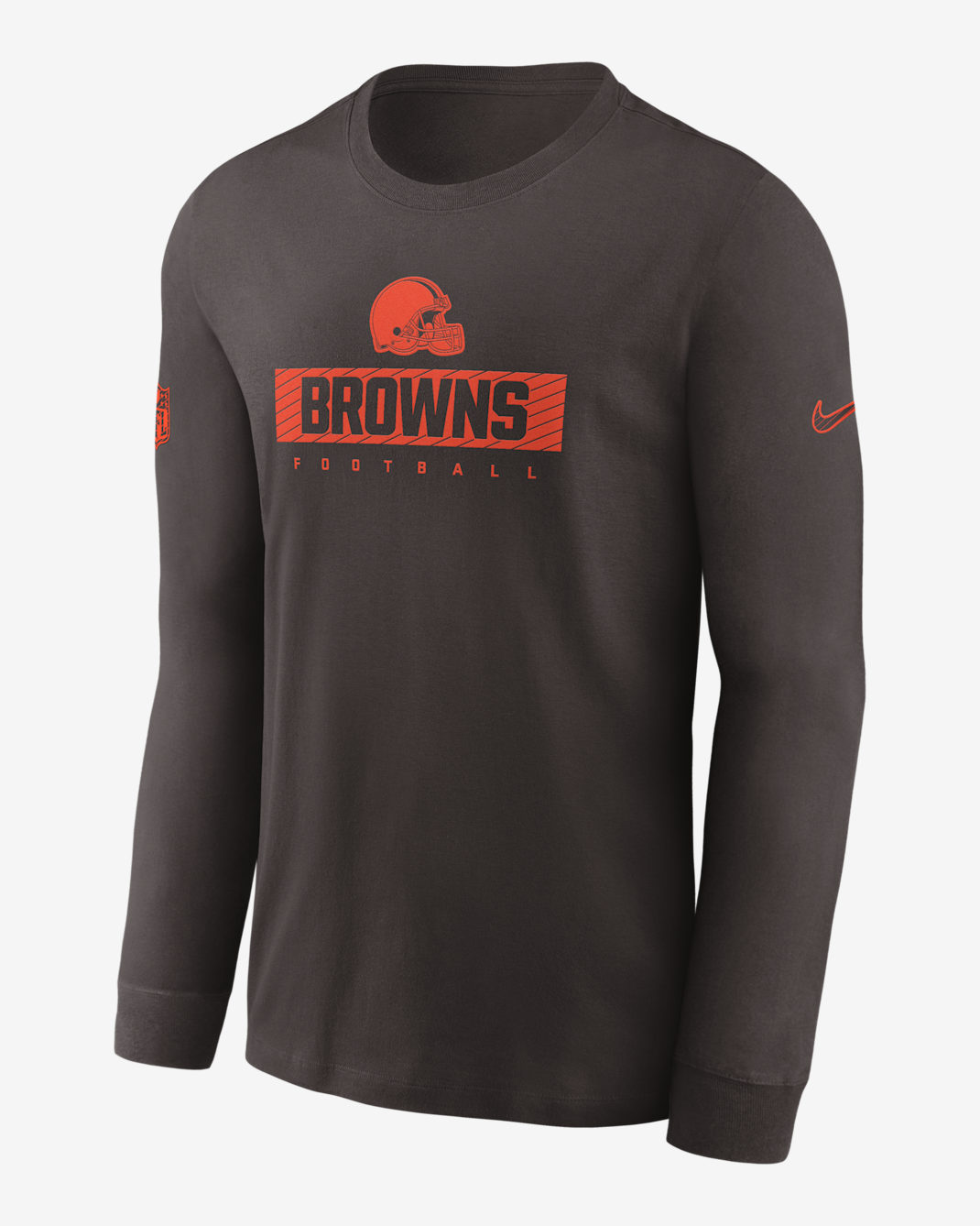 Cleveland Browns Sideline Team Issue Men's Nike Dri-FIT NFL Long-Sleeve T-Shirt - Brown