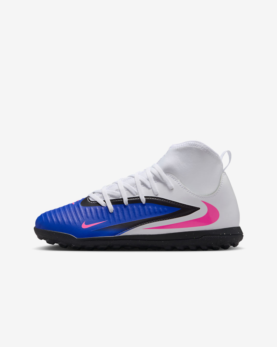 Nike Jr. Phantom 6 High Club Big Kids' Turf Soccer Shoes - Racer Blue/White/Pink Blast