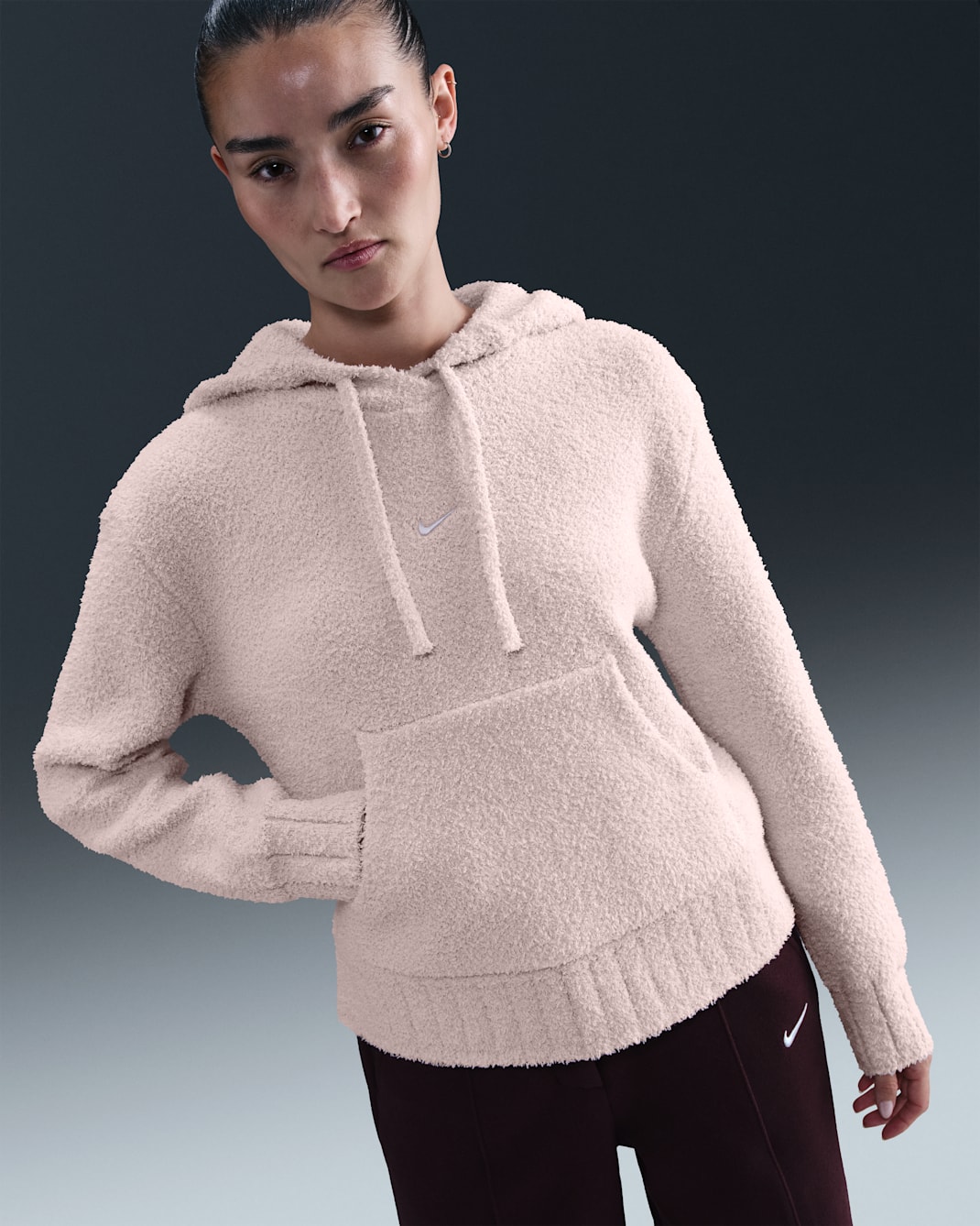 Nike Sportswear Phoenix Cosy Bouclé Women's Loose Knit Hoodie - Silt Red/Silt Red