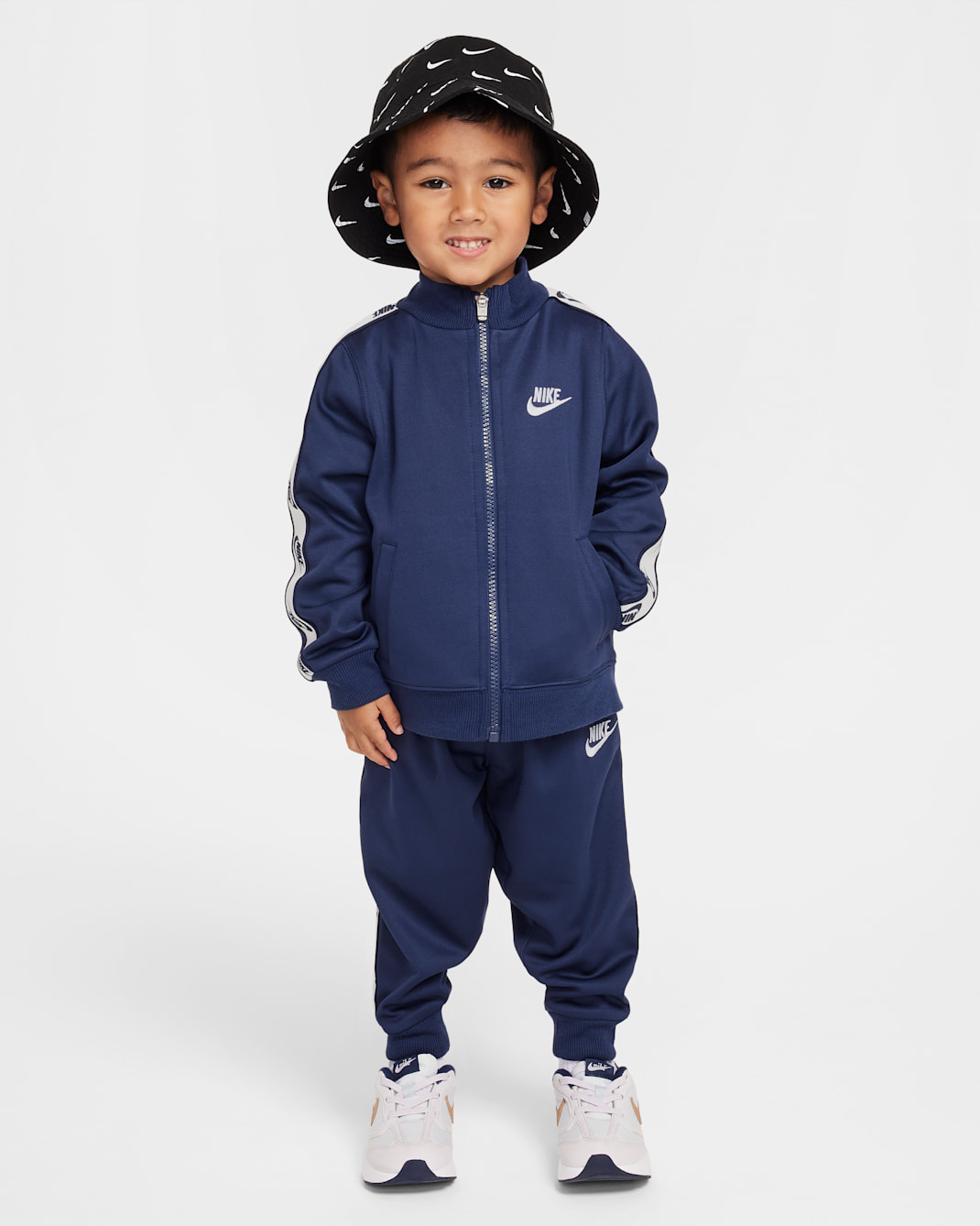 Conjunto de dos piezas de cierre completo y cinta con logotipos infantil Nike Dri-FIT - Azul marino medianoche