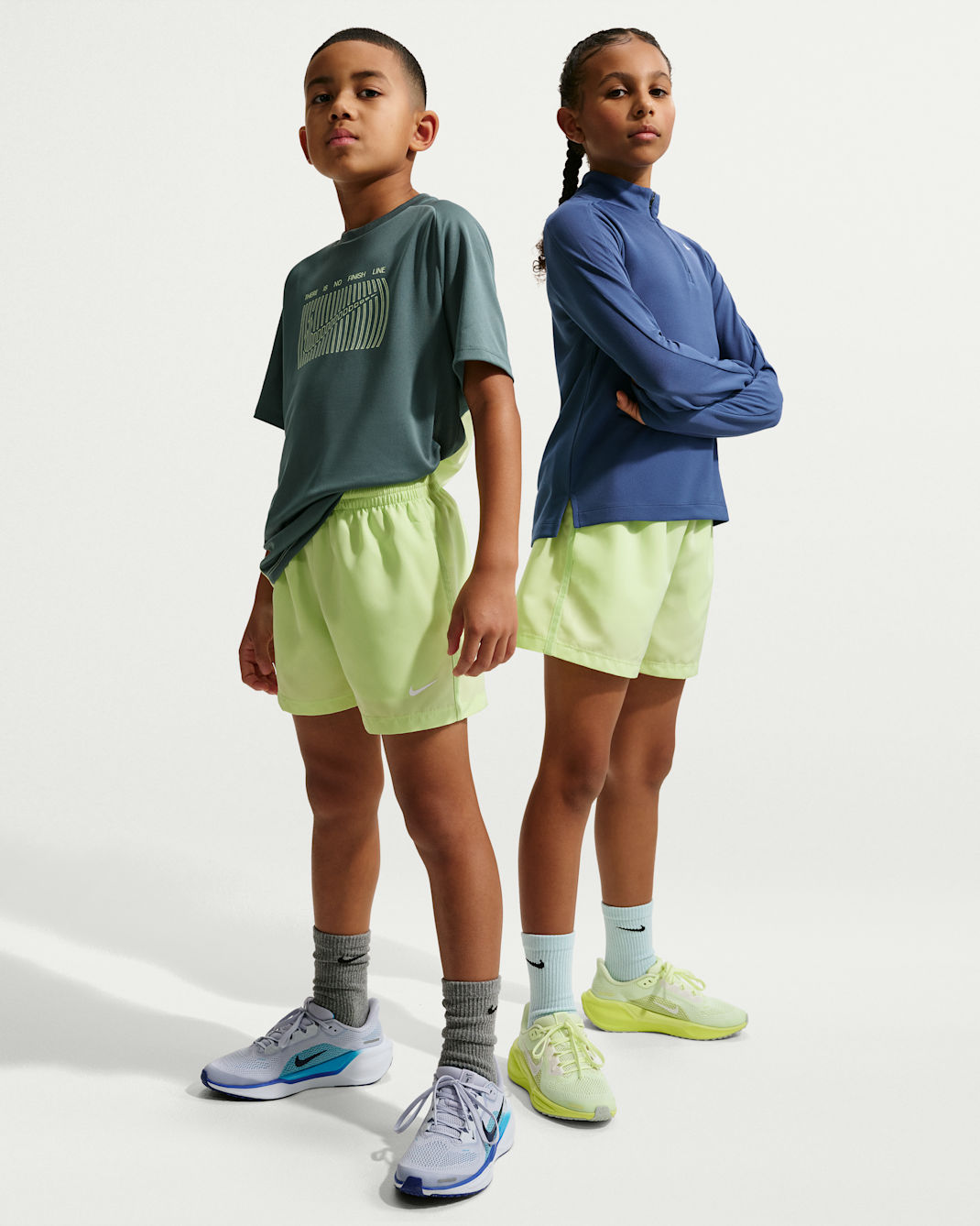 Nike Multi Big Kids' Dri-FIT 4" Woven Shorts - Light Liquid Lime/White
