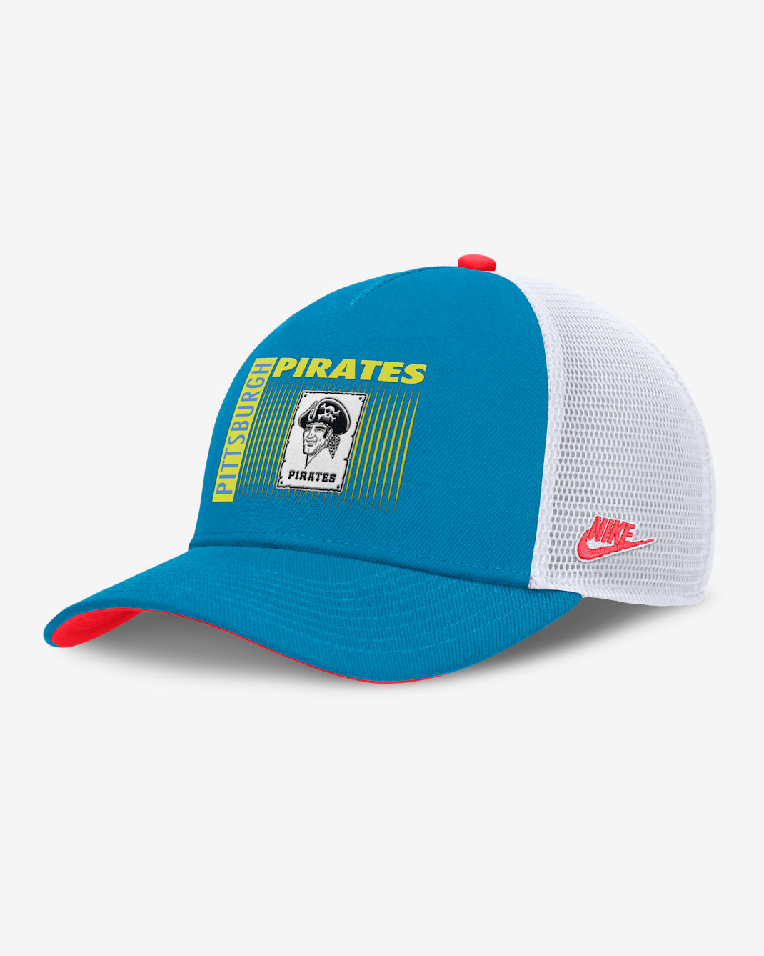 Gorra de rejilla Nike Dri-FIT de la MLB ajustable para hombre Pittsburgh Pirates Neon 90s Rise - Azul