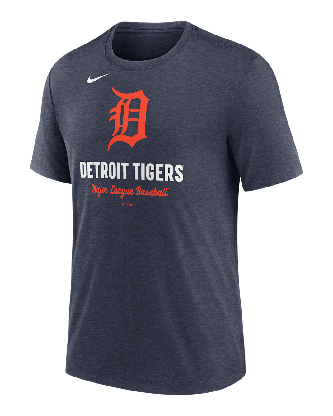 Playera Nike de la MLB para hombre Detroit Tigers Logo - Azul marino jaspeado