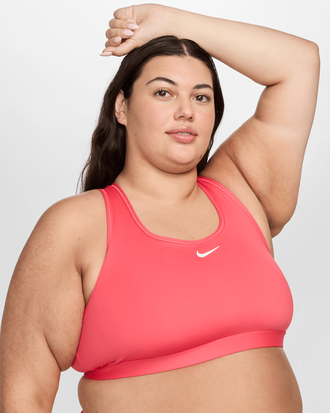 Nike Swoosh Medium Support Women's Padded Sports Bra (Plus Size) - Aster Pink/White