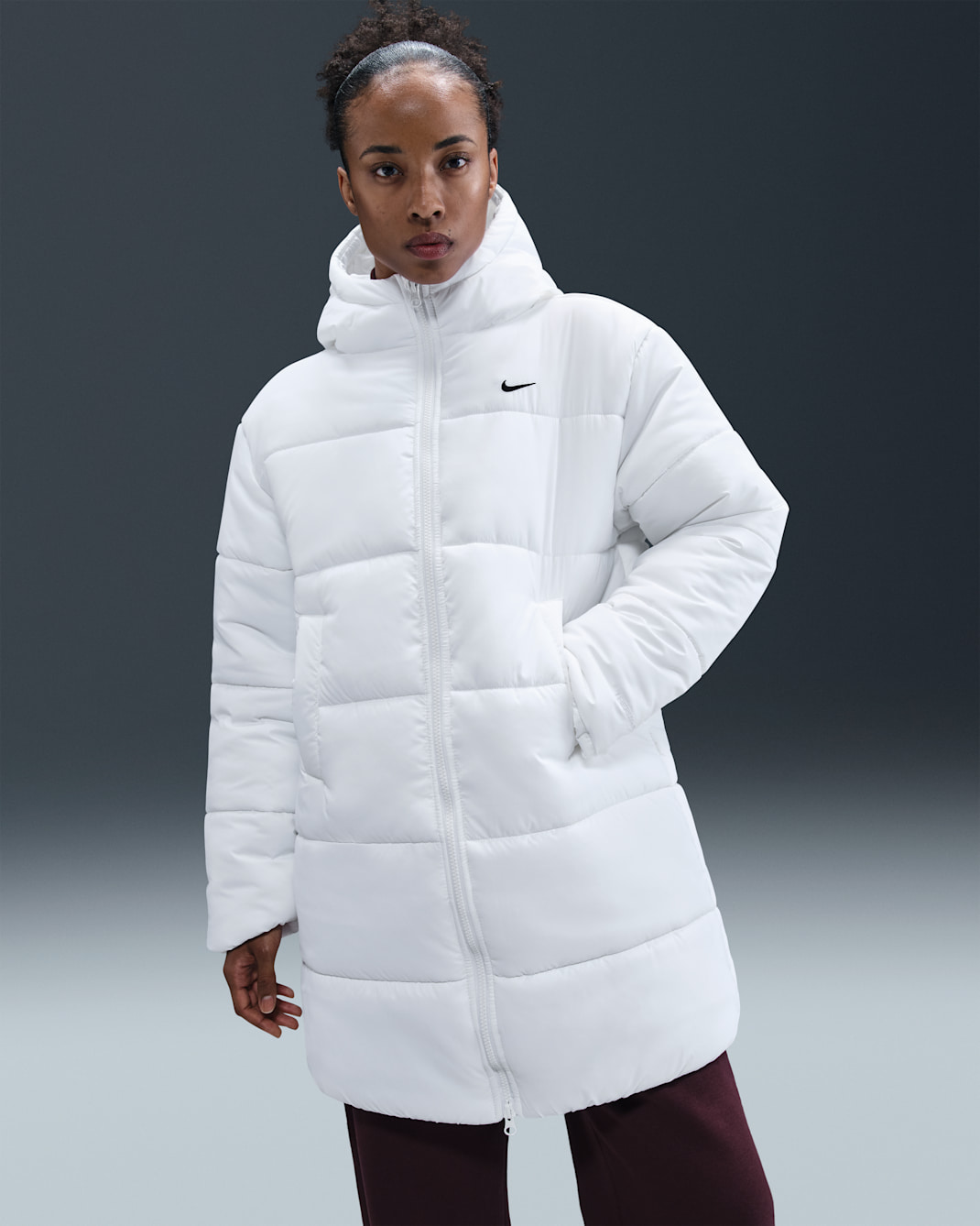 Nike Sportswear Classic Women's Therma-FIT Loose Hooded Parka - White/Black