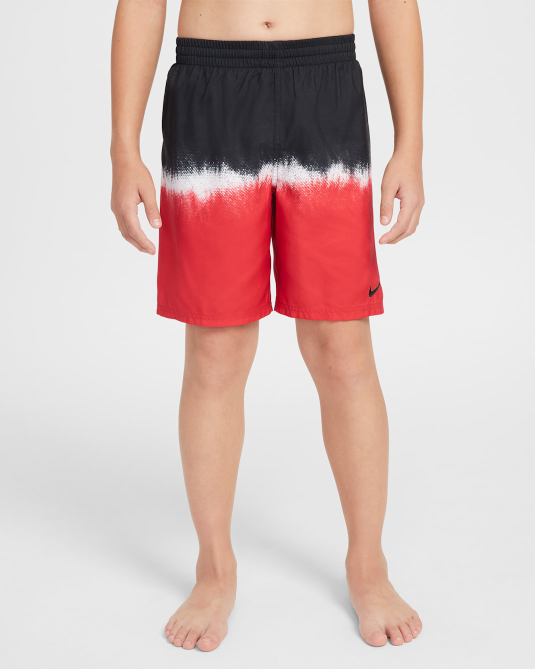 Traje de baño tipo short de voleibol con forro interior de 18 cm Nike Swim Breaker para niños talla grande - Negro/Rojo universitario/Blanco/Rojo universitario
