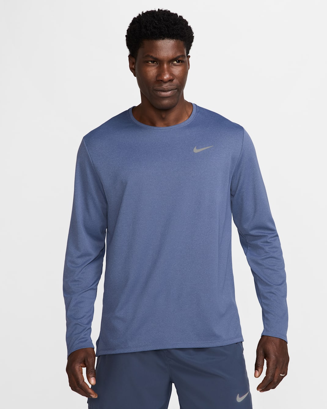 Nike Miler Men's Dri-FIT UV Long-Sleeve Running Top - Diffused Blue/Thunder Blue/Heather