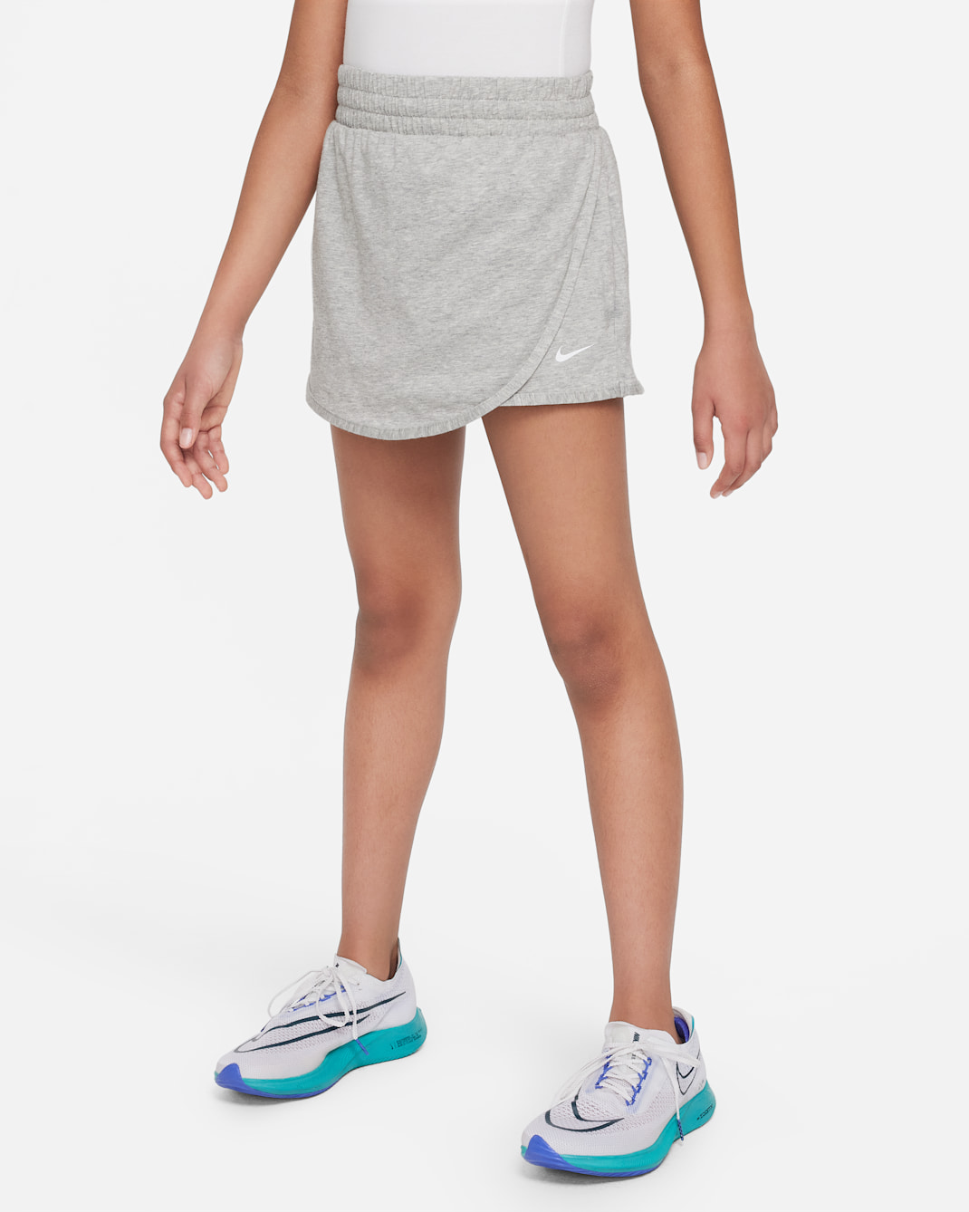 Nike Big Kids' (Girls') Breezy Mid-Rise Skort - Dark Grey Heather/White