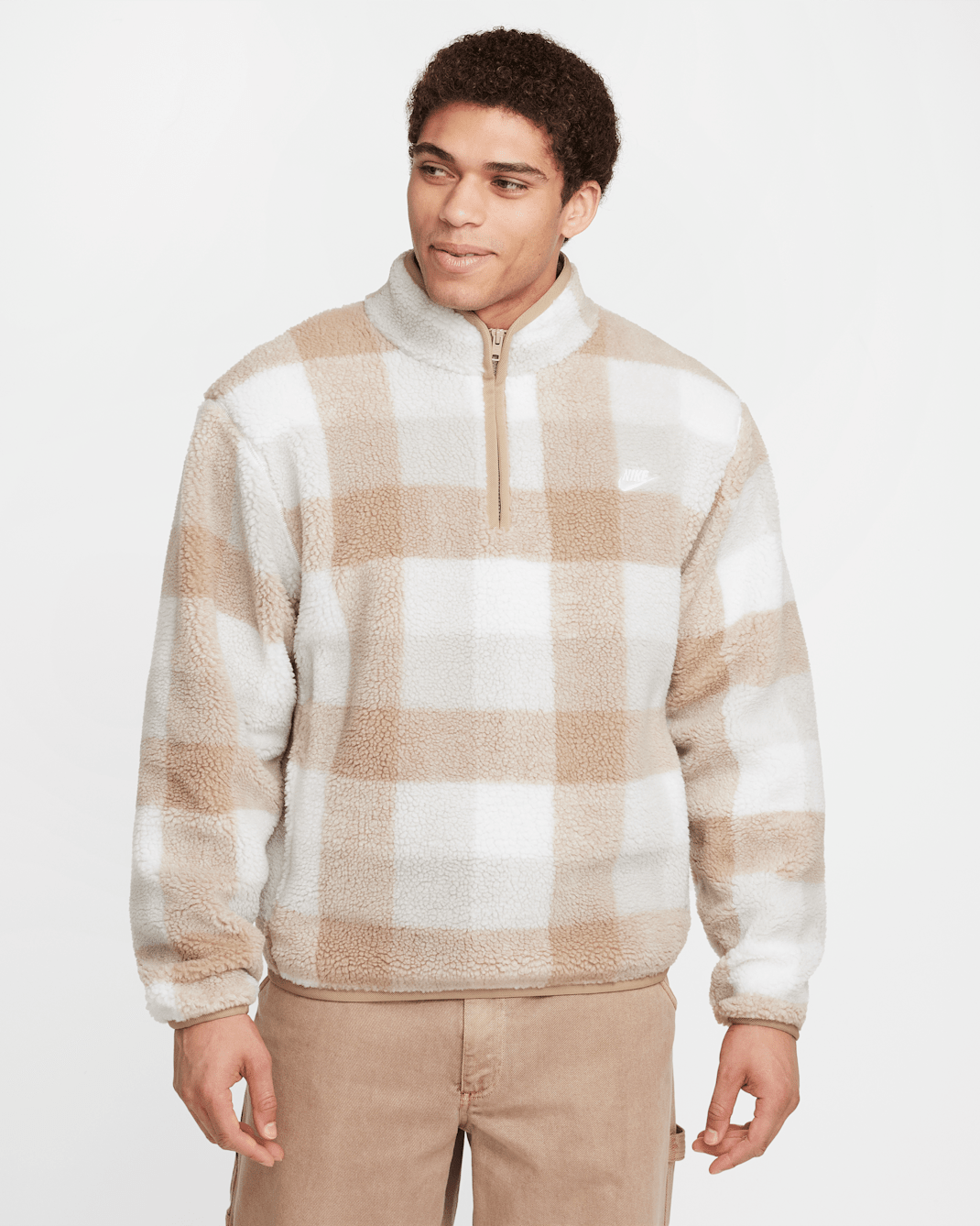 Nike Club Men's Winterized Half-Zip - Khaki/Sail/Light Bone/White