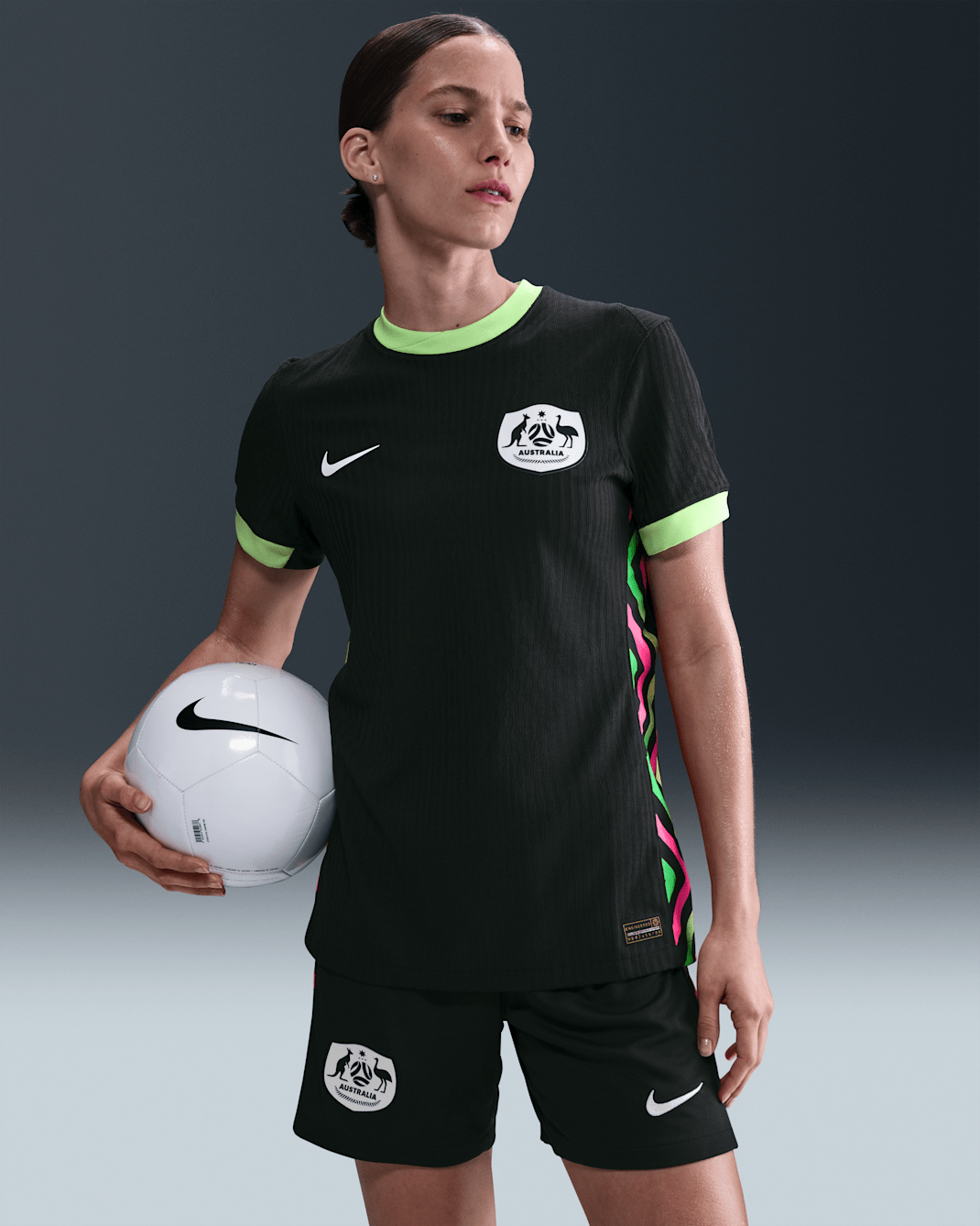 Australia 2025/26 Match Away Women's Nike Dri-FIT ADV Football Authentic Shirt - Night Forest/Lime Blast/White