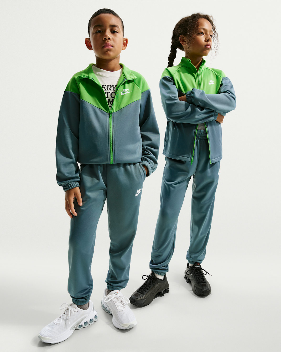 Nike Sportswear Older Kids' Dri-FIT Tracksuit - Mineral Slate/Mean Green/White