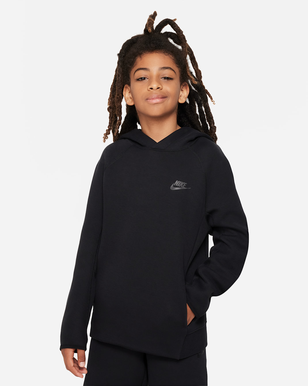 Nike Sportswear Tech Fleece Older Kids' (Boys') Pullover Hoodie - Black/Black