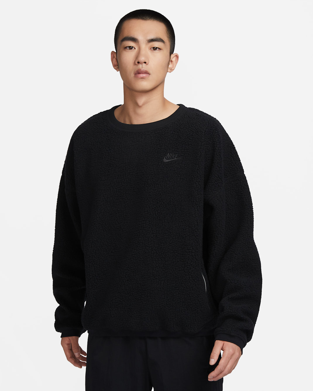 Nike Club Fleece Men's Winterized Crew - Black/Black