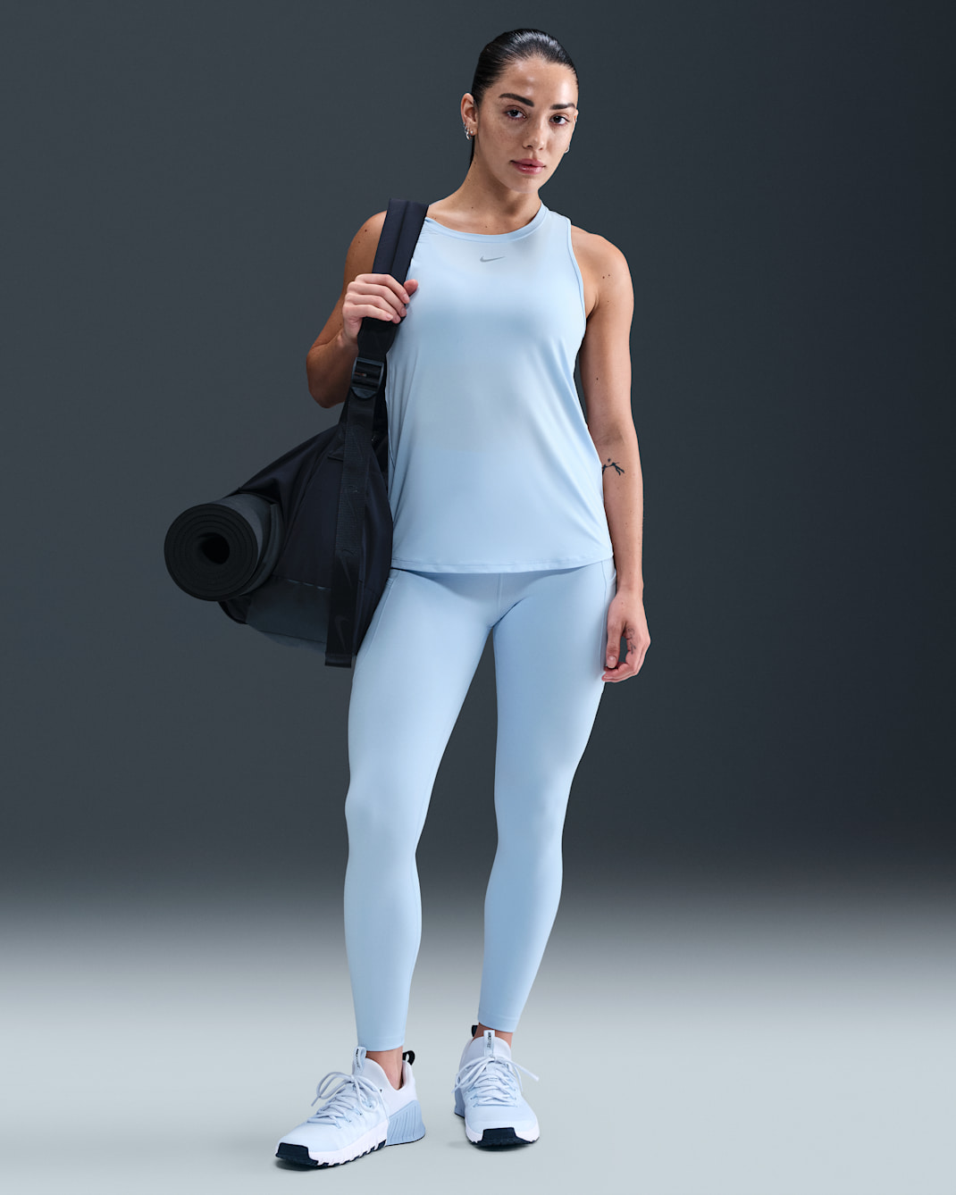 Nike One Women's High-Waisted 7/8 Leggings with Pockets - Celestine Blue