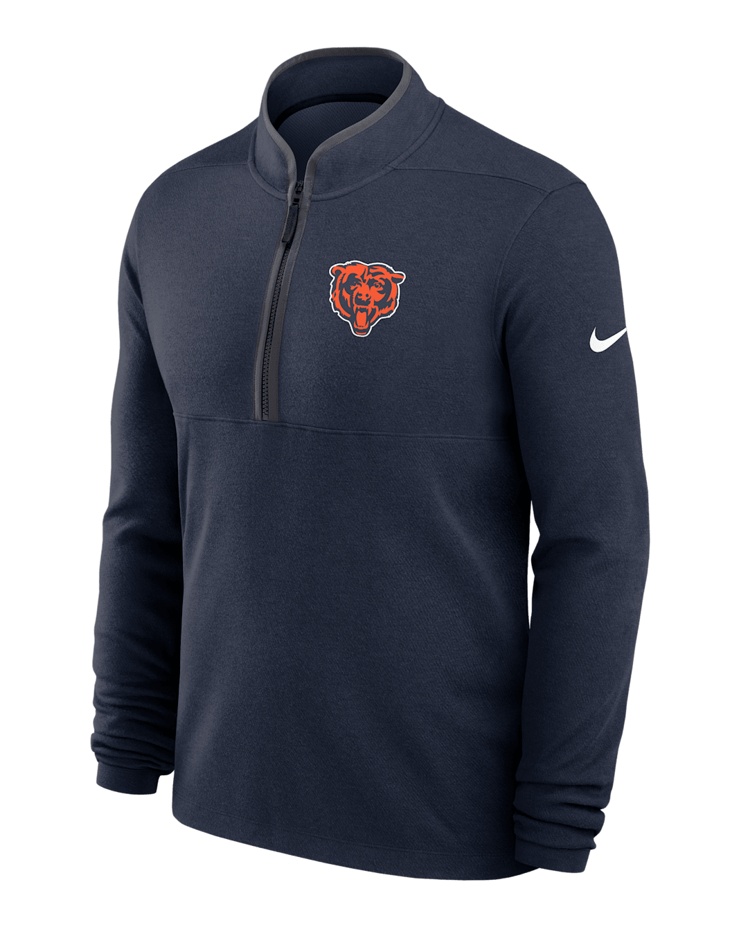 Playera de manga larga Nike Dri-FIT de la NFL de medio cierre para hombre Chicago Bears Logo Victory - Azul marino