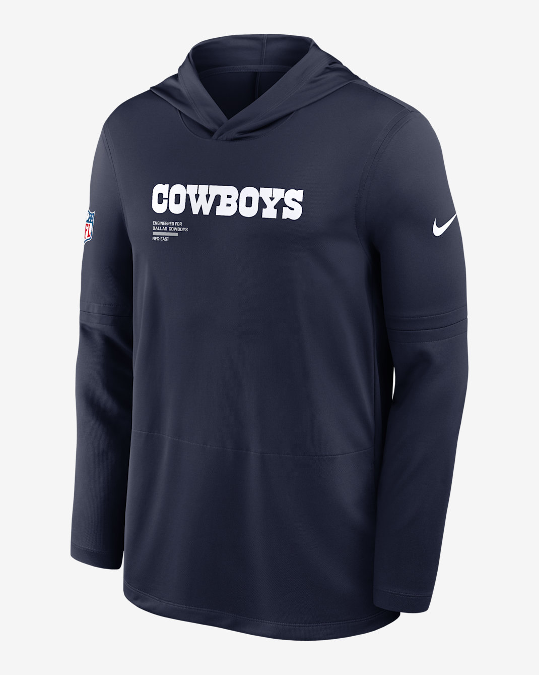 Dallas Cowboys Pure Fury Sideline Men's Nike Dri-FIT NFL Long-Sleeve Hooded Top - Navy