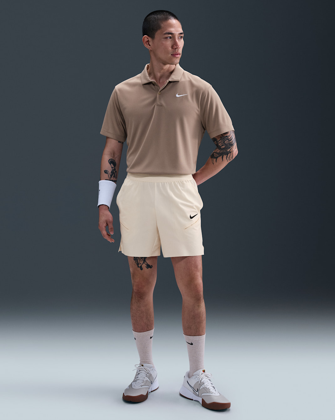 NikeCourt Slam Men's Dri-FIT Tennis Shorts - Pale Ivory/Black