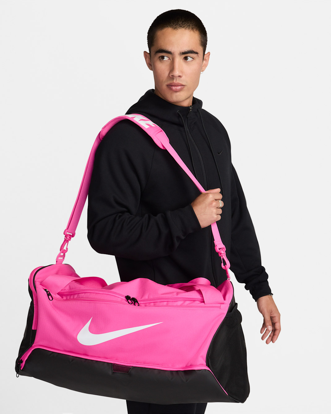 Nike Brasilia 9.5 Training Duffel Bag (Medium, 60L) - Laser Fuchsia/Black/White