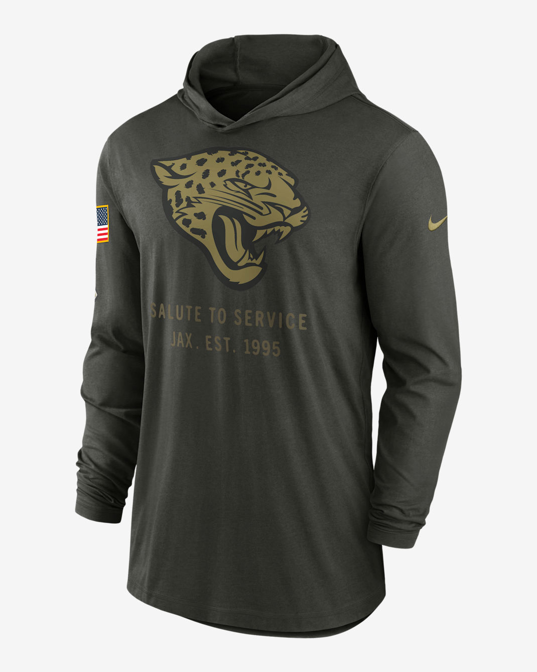 Jacksonville Jaguars Salute to Service Sideline Men’s Nike Dri-FIT NFL Long-Sleeve Hooded Top - Forest Green