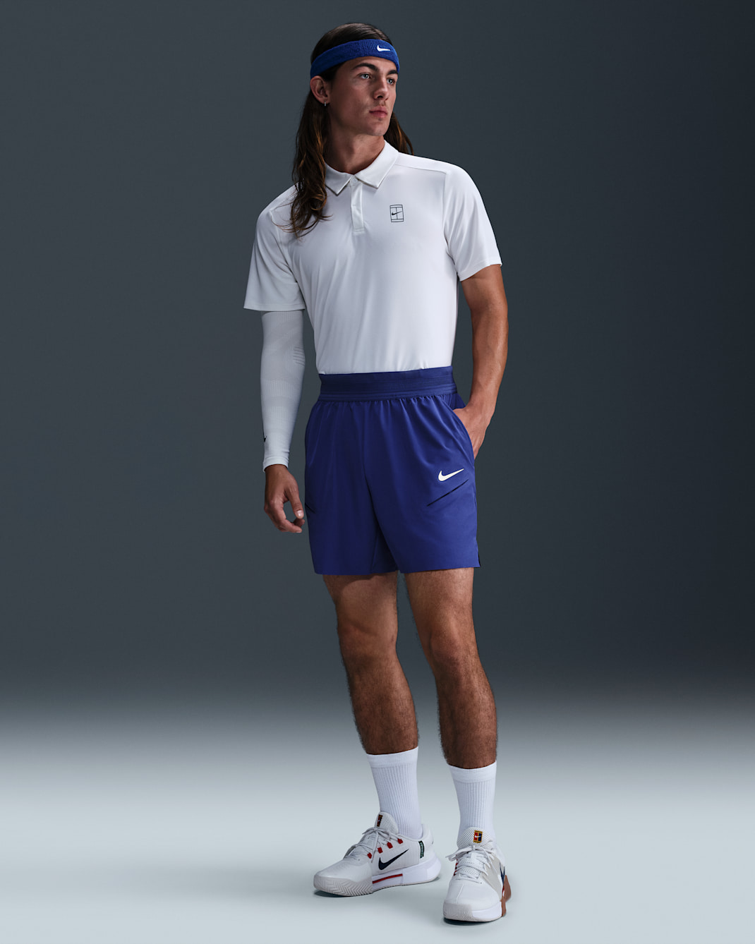 Short de tennis Dri-FIT NikeCourt Slam pour homme - Deep Night/Blanc